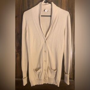 J Crew Cotton Cashmere Tan Cardigan Small